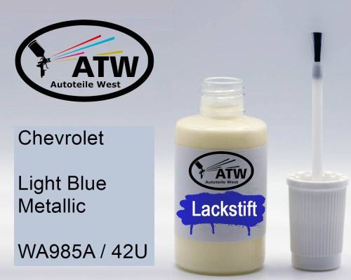 Chevrolet, Light Blue Metallic, WA985A / 42U: 20ml Lackstift, von ATW Autoteile West.